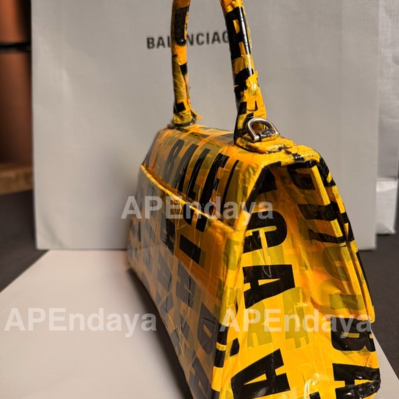 BALENCIAGA TAPE TRIMMED SMALL HOURGLASS LEATHER BAG - Picture 5 of 11